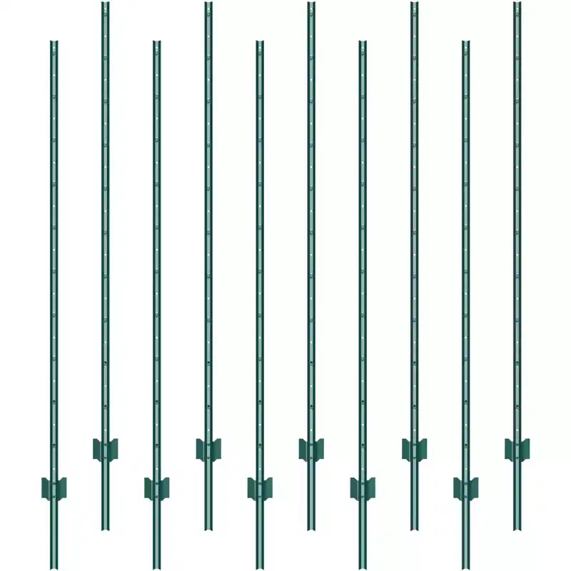 VEVOR 6 Feet Fence Post, 10 Pack T-Post Heavy Duty Metal Fence Posts, Sturdy Steel Fence Stakes for Garden Yard,Lawn,Farms and Outdoor Wire Fencing