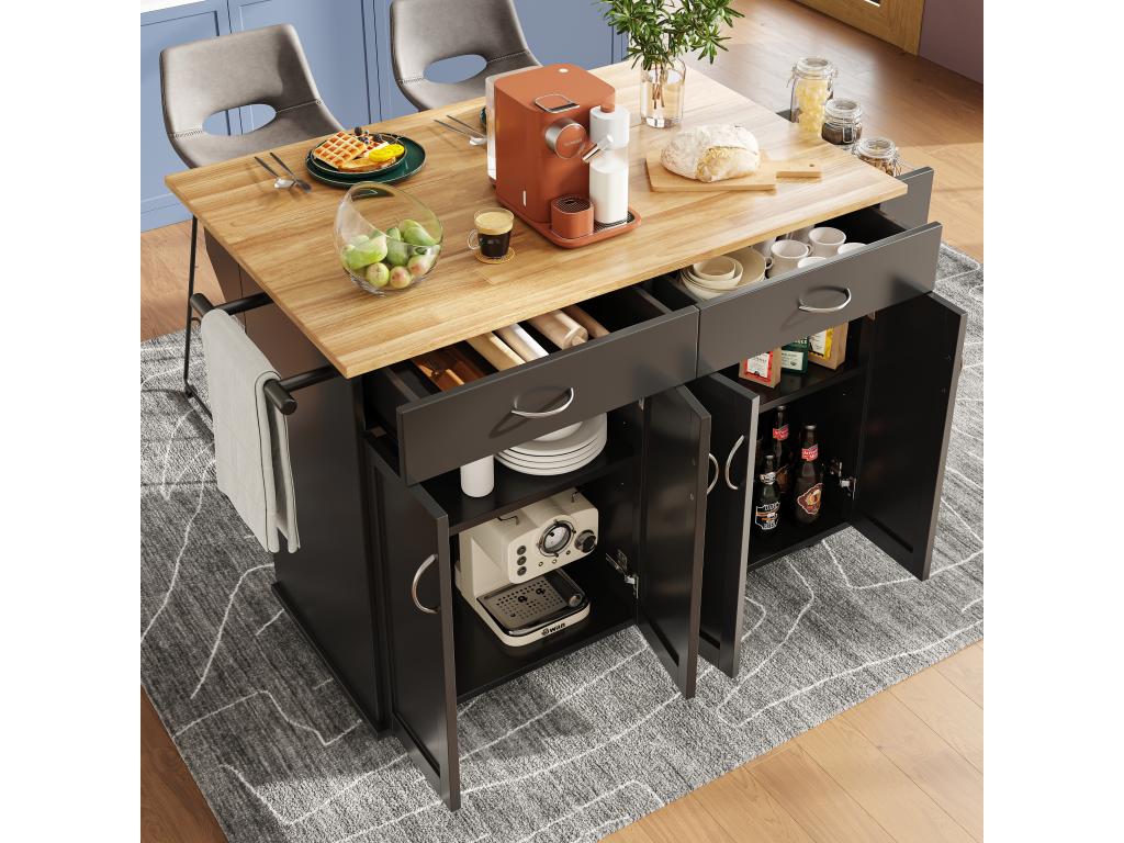 Ilot Central Cuisine - Noir