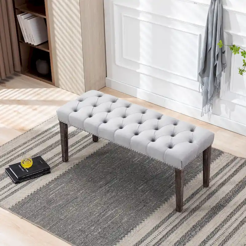 Upholstered Tufted Bench Ottoman Accent Bench