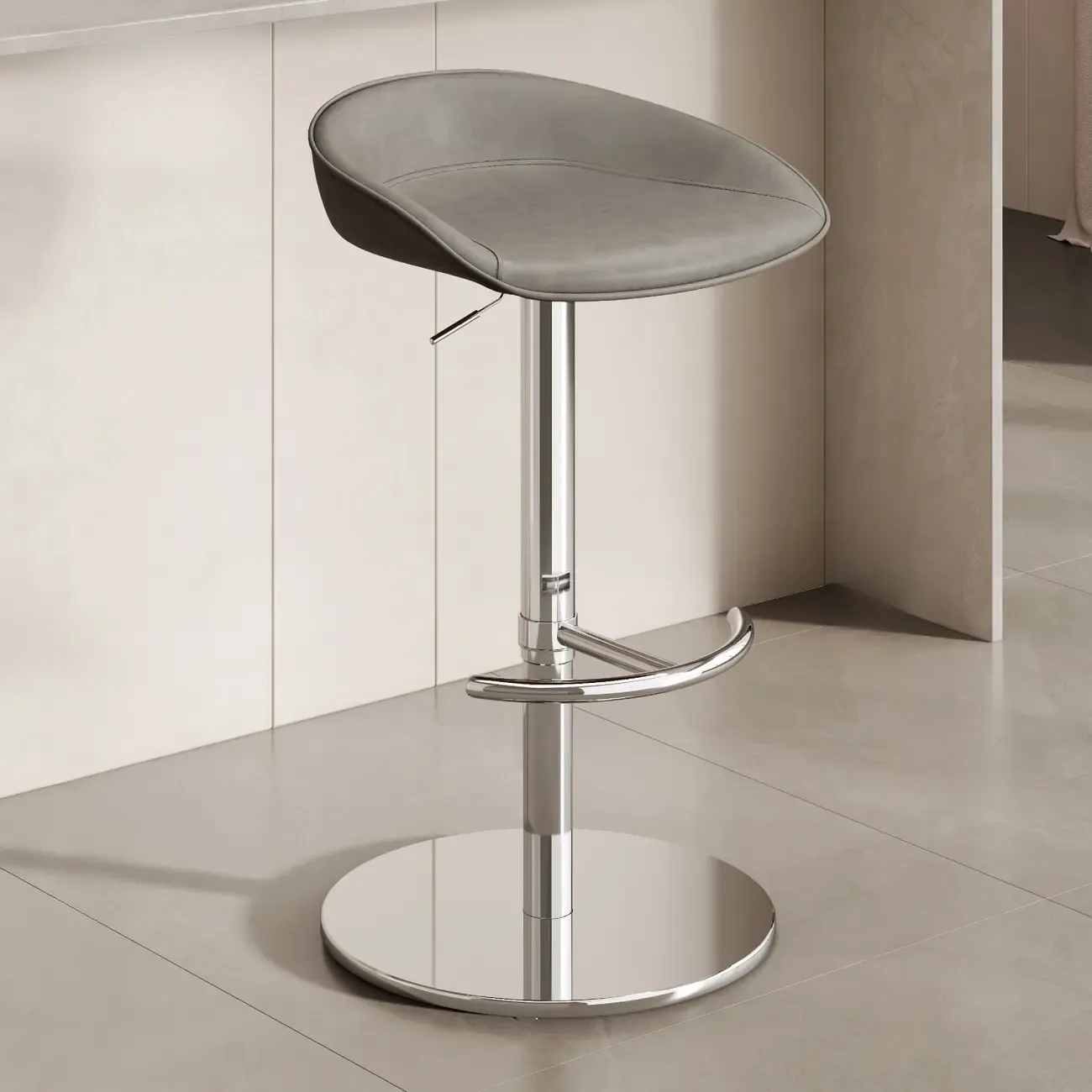 Industrial Modern Pedestal Leather Bar Stools