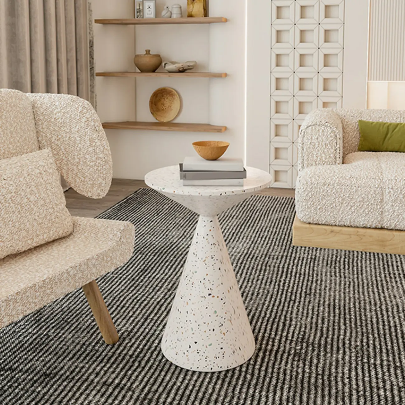 Modern Wood Coffee Table White Marble Base