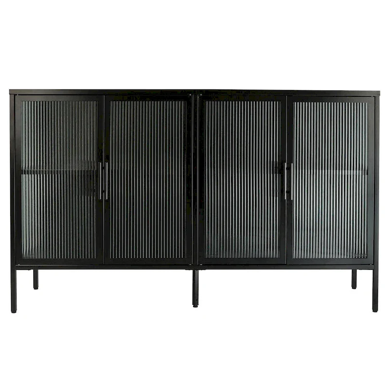 Metal Tempered Glass Cabinet with Adjustable Shelf