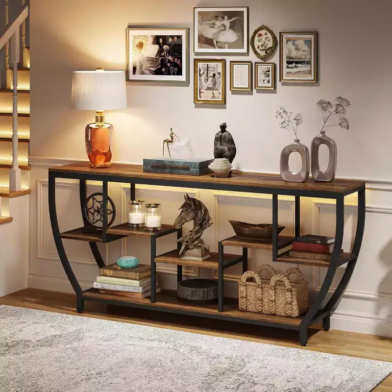 LITTLE TREE 70.9" Long Sofa Table Brown