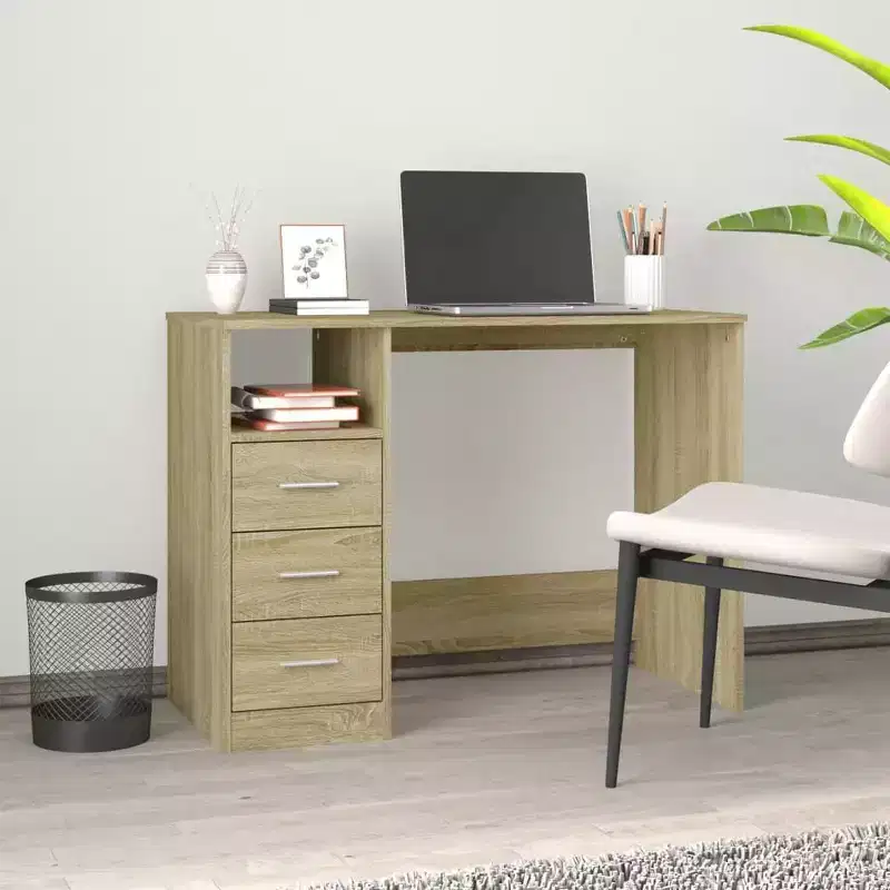 vidaXL Desk White Engineered wood 40.2 in x 19.7 in x 29.9 in Desk