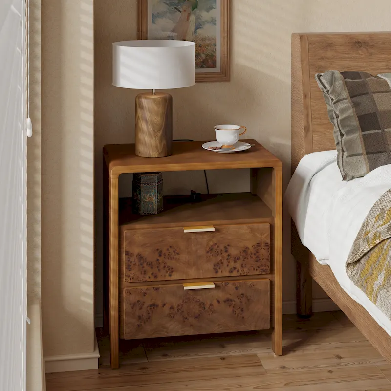 Brown Rustic Farmhouse Fully-Assembled Dresser with Wood Grain Drawers