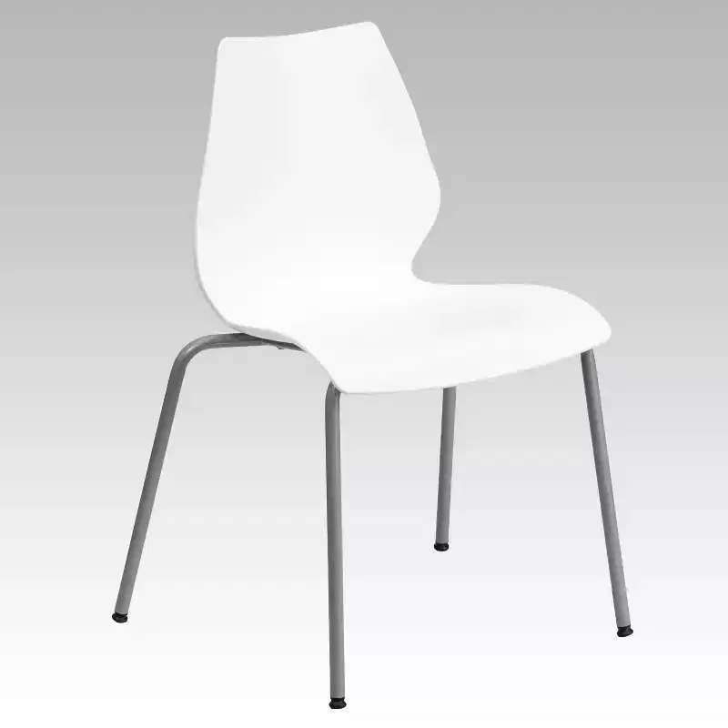 Flash Furniture HERCULES Series 770 lb. Capacity Stack Chair with Lumbar Support and Silver Frame