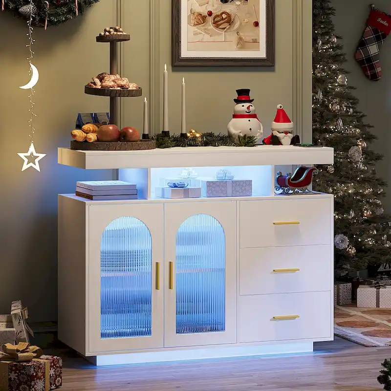 39Wide Sideboard With LED Light - N/A