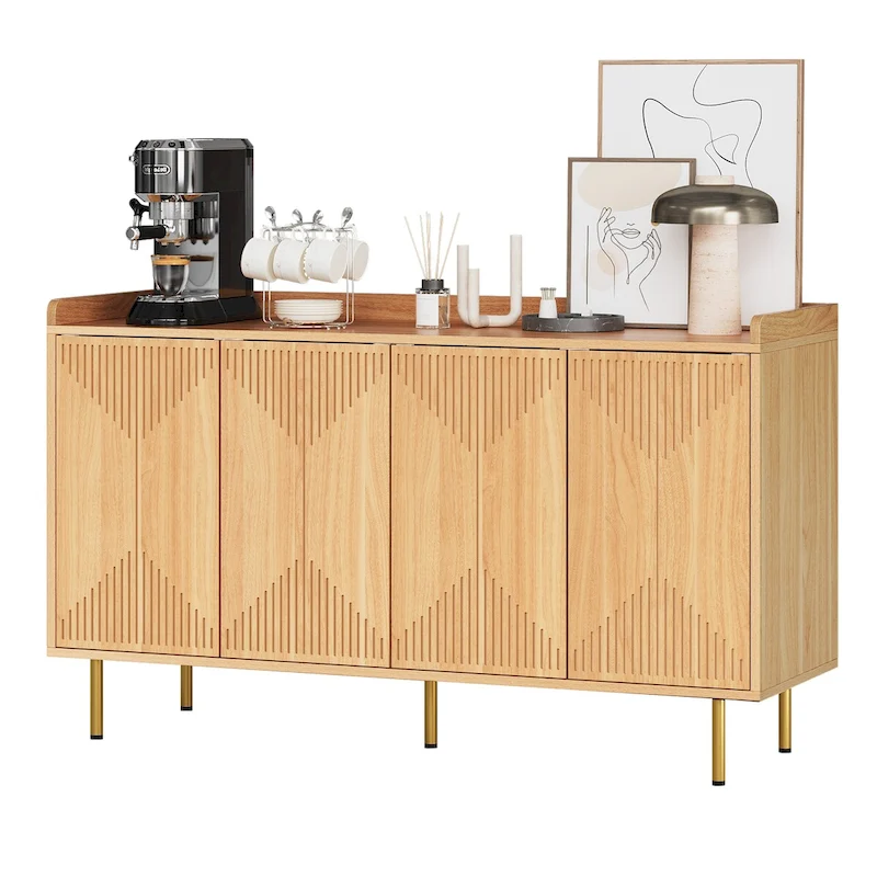 Moasis Double Sideboard Buffet Cabinet with Storage Shelf 4-Door Cabinet for Living Room and Kitchen