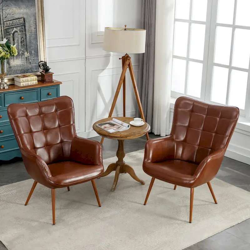 Set of 2 Modern Accent Chair Wingback Armchair