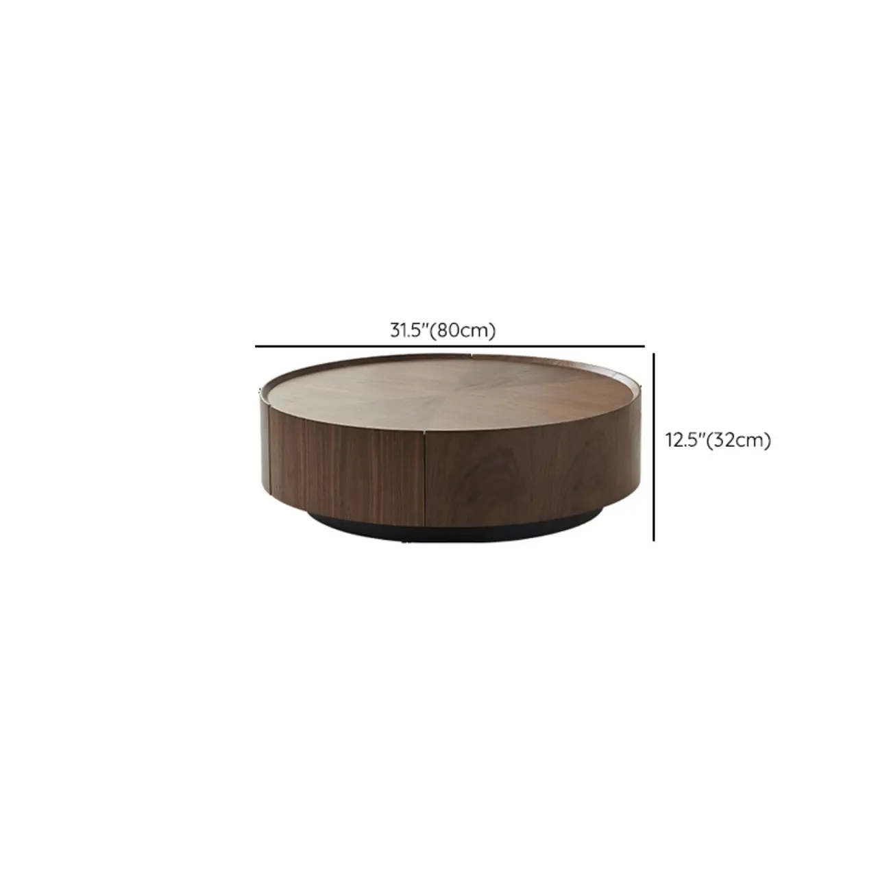 Modern Round Wood Coffee Table with Steel Base