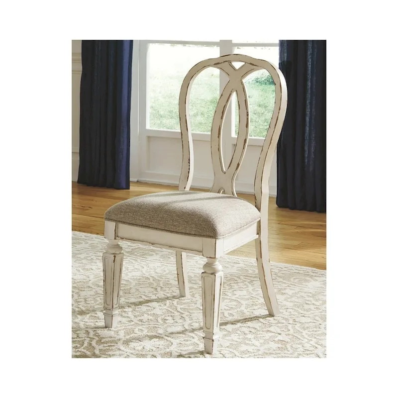 Signature Design By Ashley Realyn Dining Room Chair - Set of 2 - Chipped White - 19.5 W x 24 D x 40.38 H