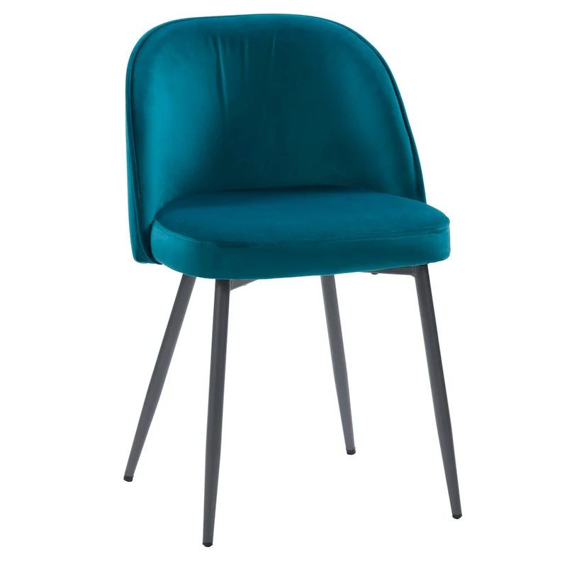 Blue / Teal / Beige Velvet Upholstered Dining Chair – Single Seat