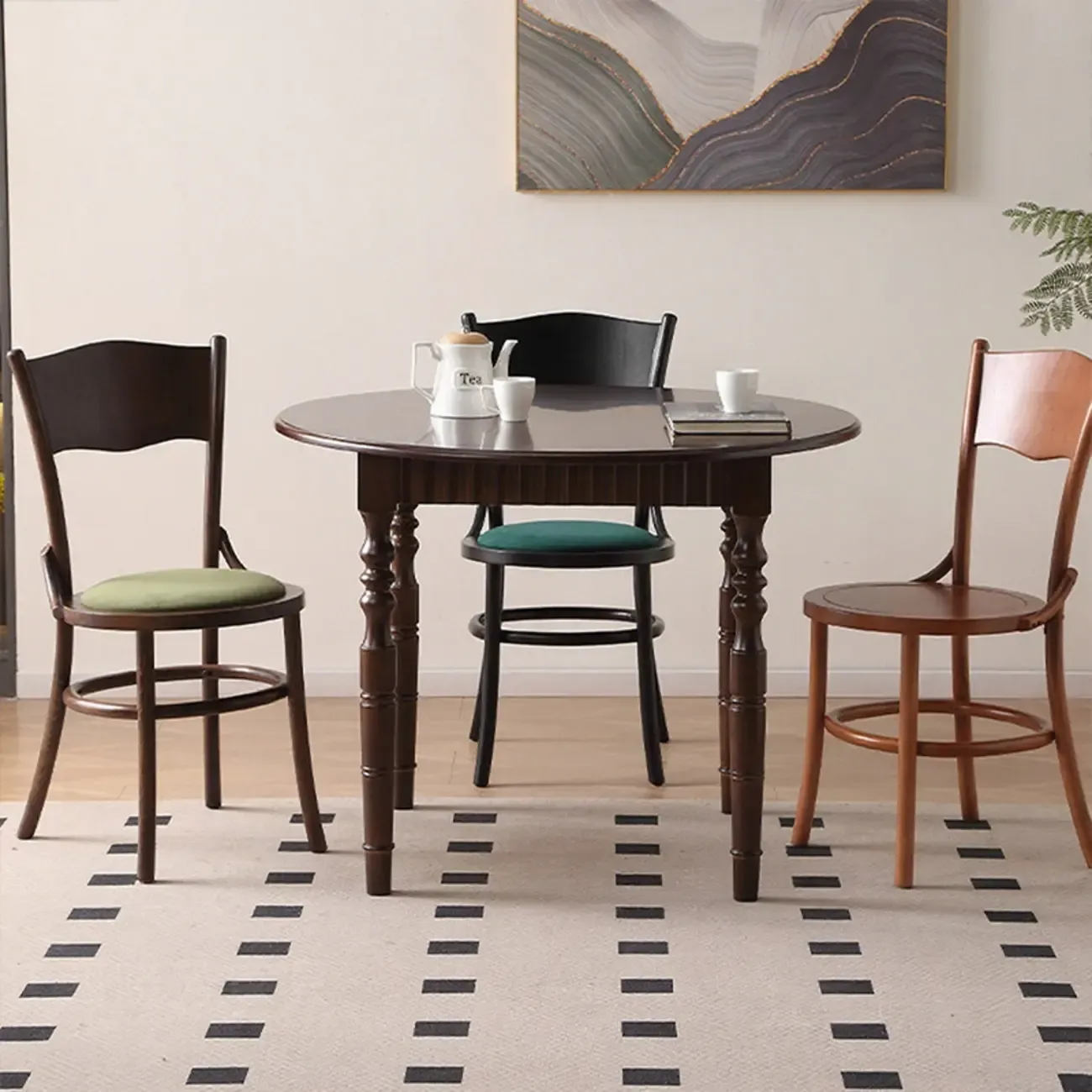 Mid-Century Modern Round Wood Dining Chair