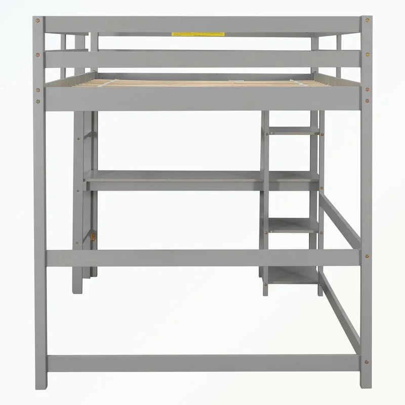 Full Loft Bed with Desk and Shelves