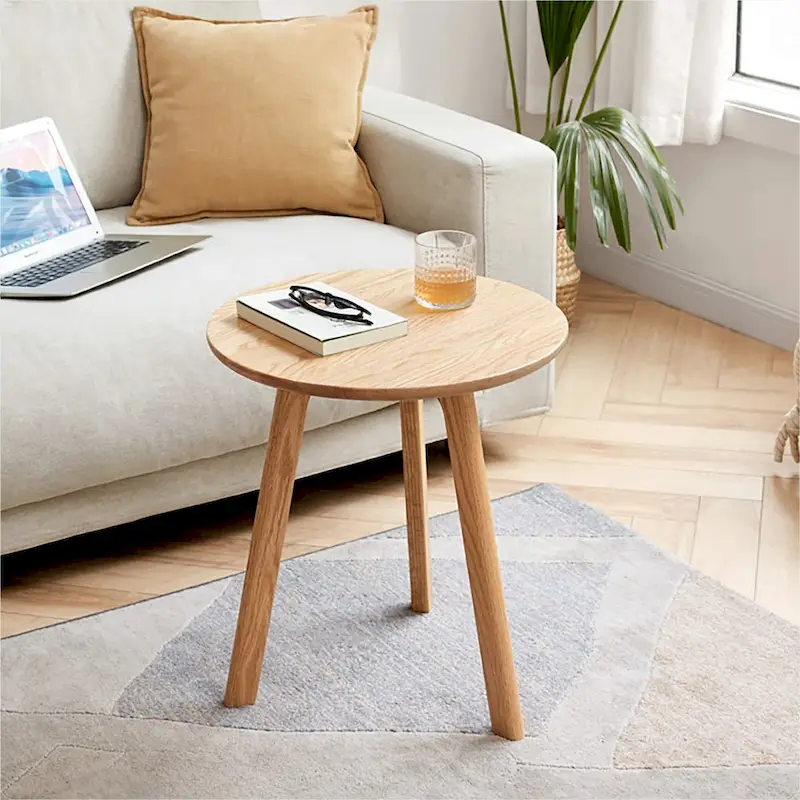 Oak Round Solid Wood End Table