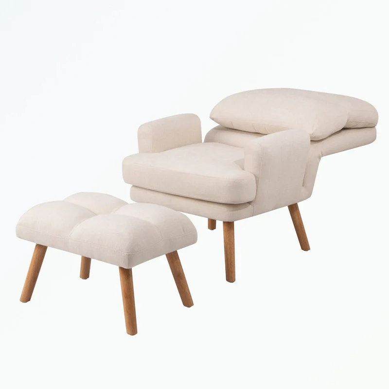 Accent Chair with Ottoman Set, with Adjustable Backrest