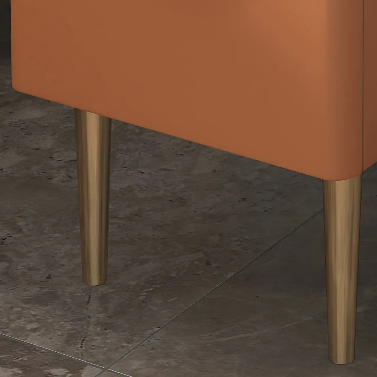 Modern Stone Countertop Faux Leather Nightstand with 2 Drawers