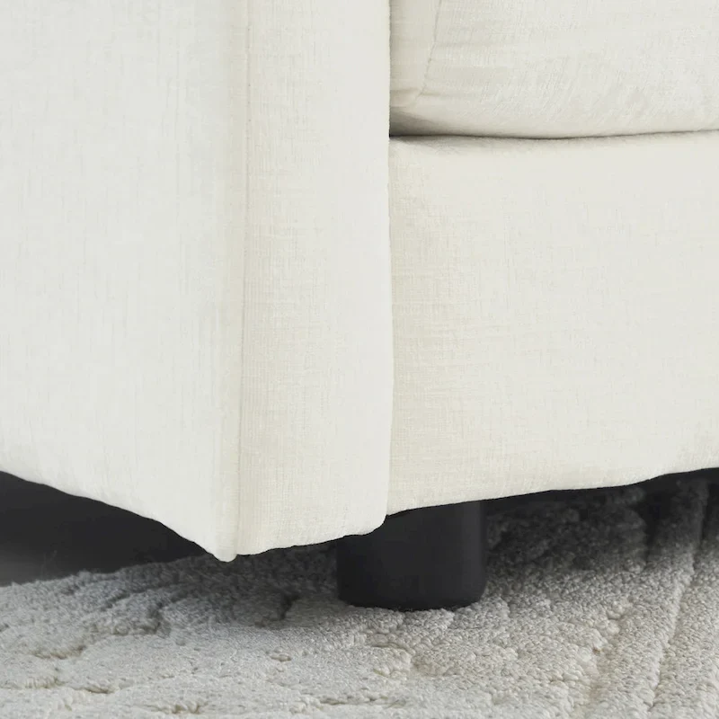 5-Piece Modular Chenille Upholstered L-Shaped Sectional Sofa with Ottoman