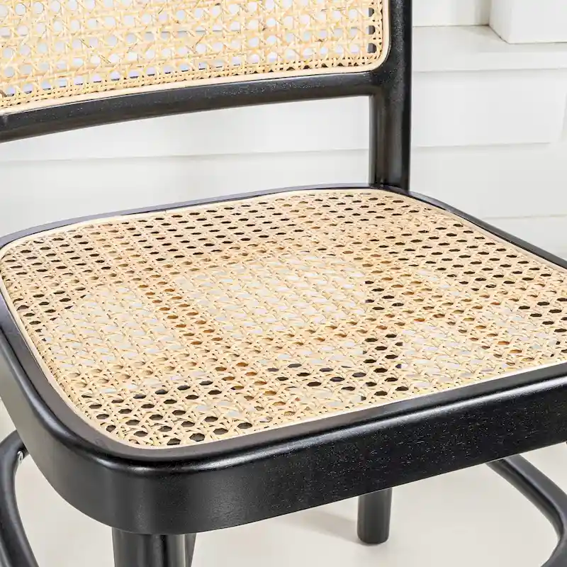 Mid-Century Wood Rattan Dining Chair - Natural