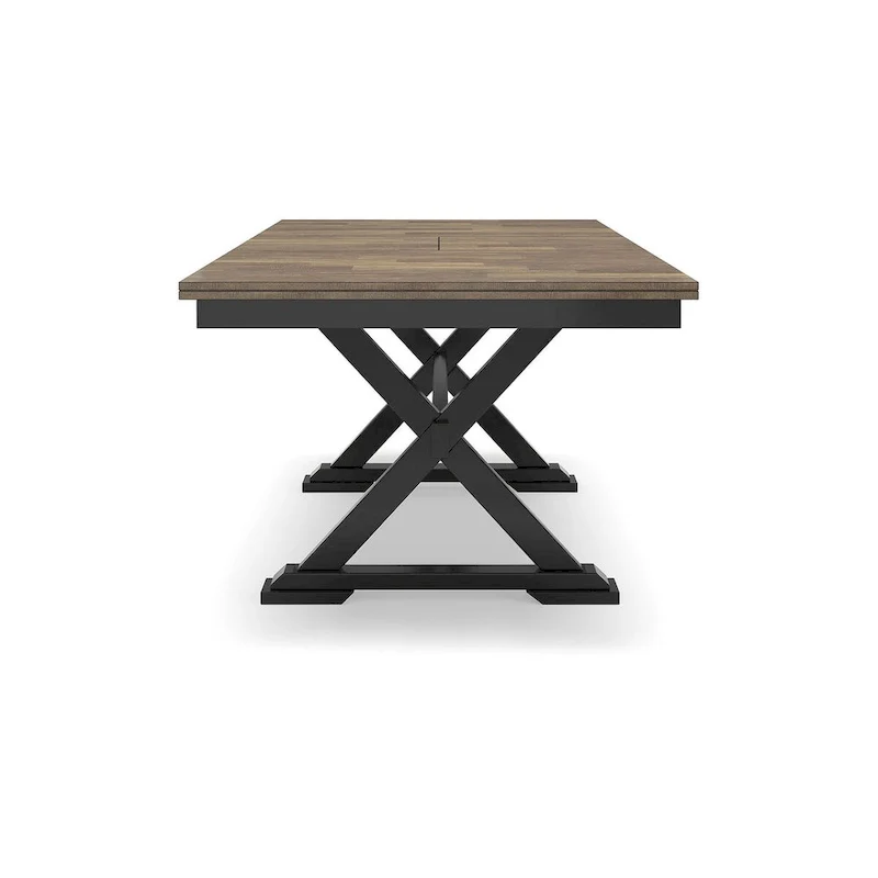 Brown and Black Extension Dining Table Seats 8