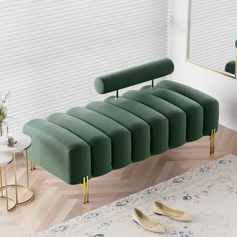 Ouyessir 52.2 Modern Channel Tufted Window Bench with Adjustable Back