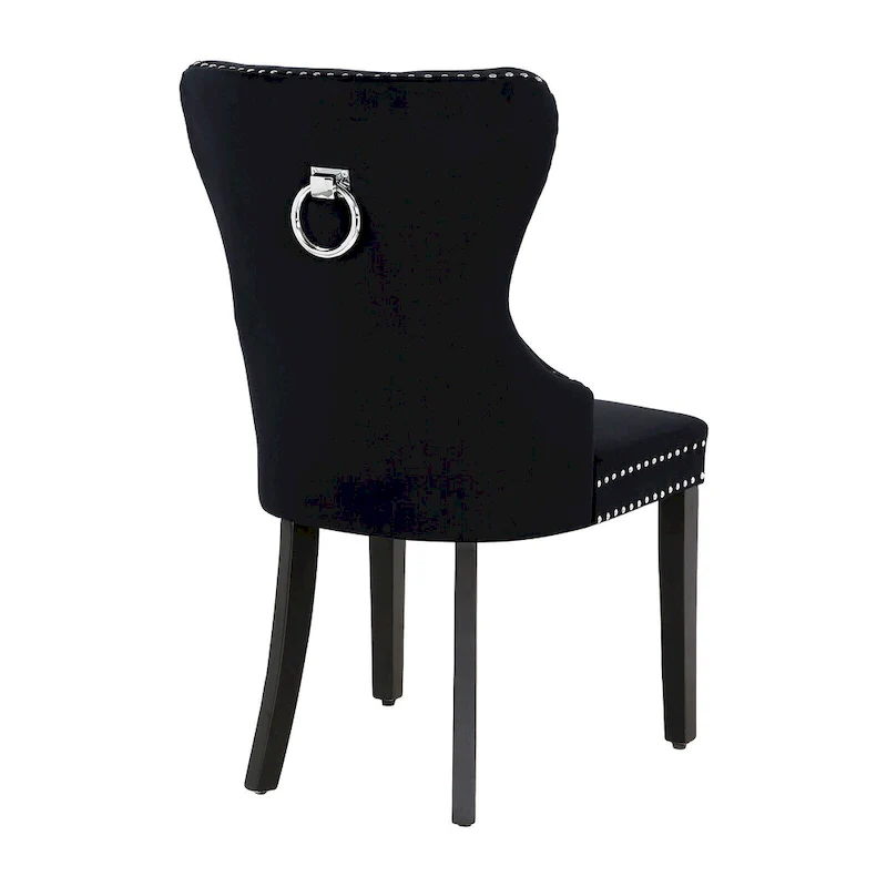 Tufted Wingback Dining Chair with Nailhead and Ring Pulls