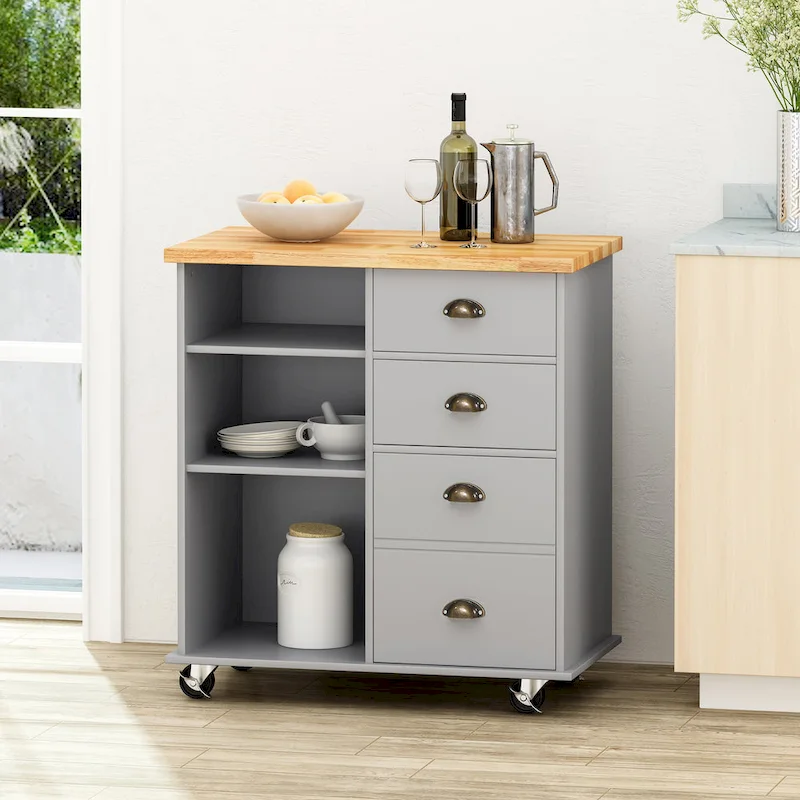 Provence Contemporary Kitchen Cart with Wheels by  - 31.50 W x 17.75 D x 34.50 H