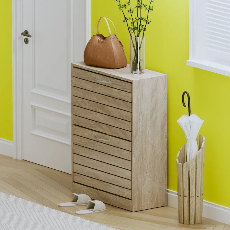2-Tier Shoe Storage Cabinet with Bench Seat