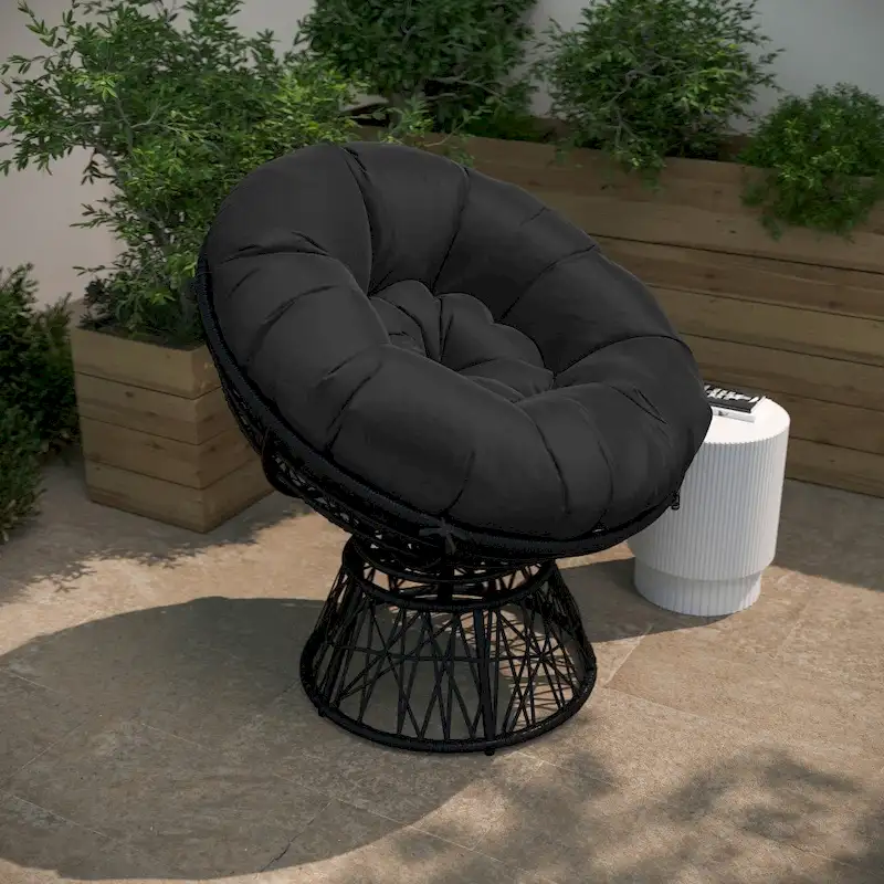 Papasan Swivel Patio Lounge Chair