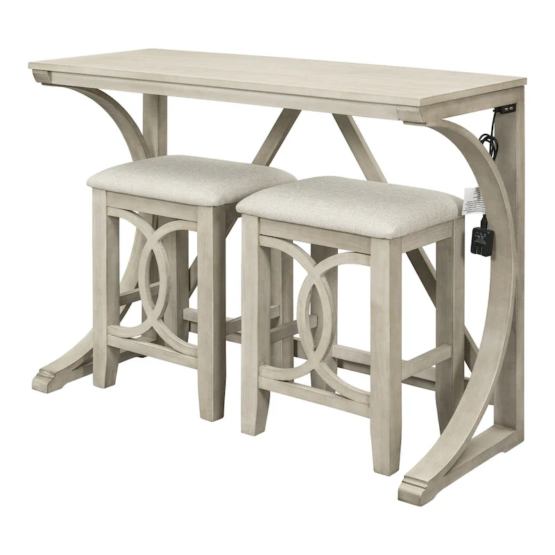 Farmhouse 3-Piece Counter Height Dining Table Set