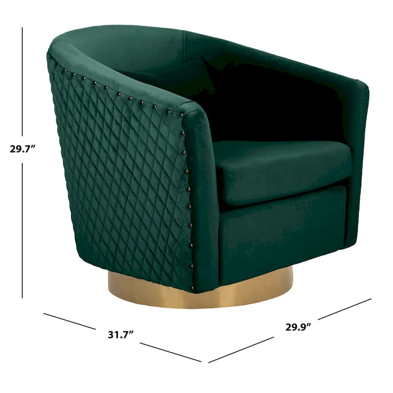 SAFAVIEH Couture Ikram Quilted Swivel Tub Chair - 30Wx32Dx30H