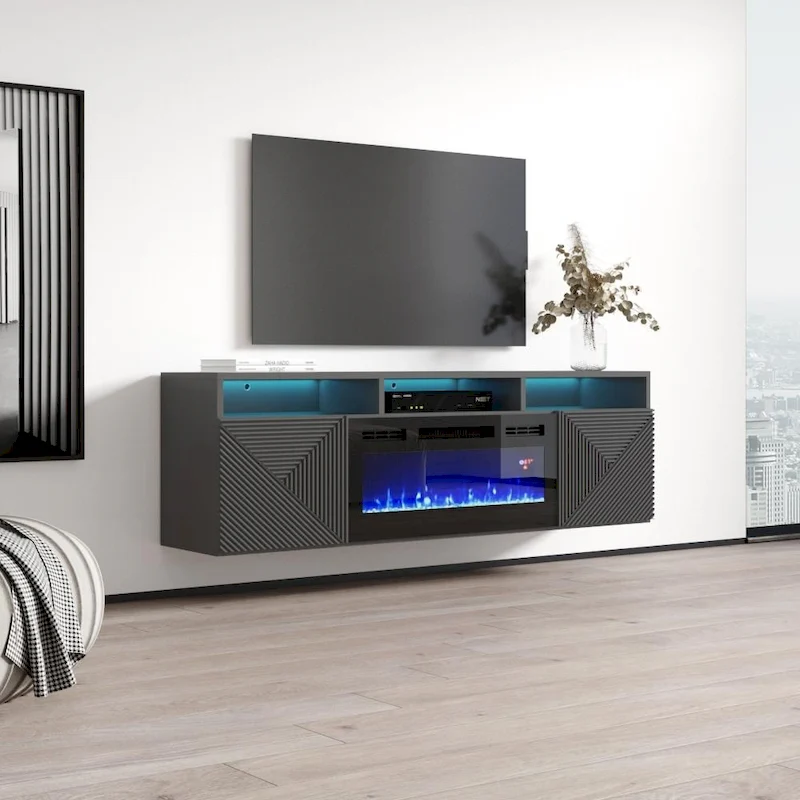 Giza EF Wall Mounted Electric Fireplace Modern 63 TV Stand