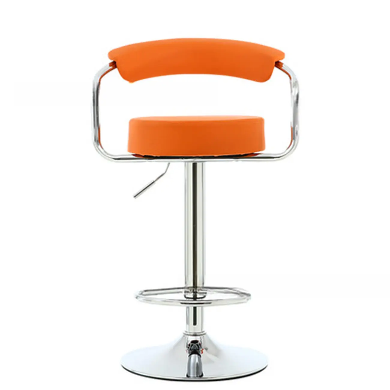 Modern Chrome Leather Ergonomic Adjustable Bar Stool
