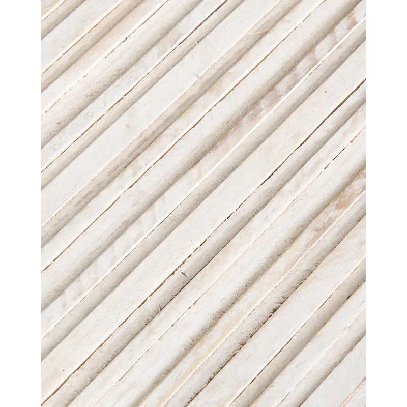 Distressed White Teak Wood Plank Drum Table by