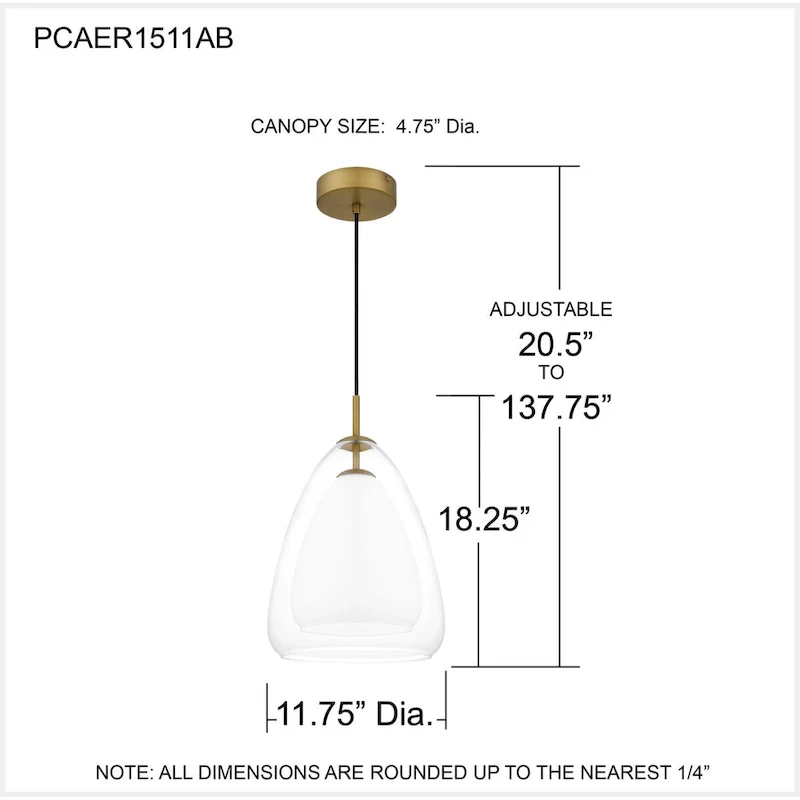 Aero 1-Light Aged Brass Pendant Light