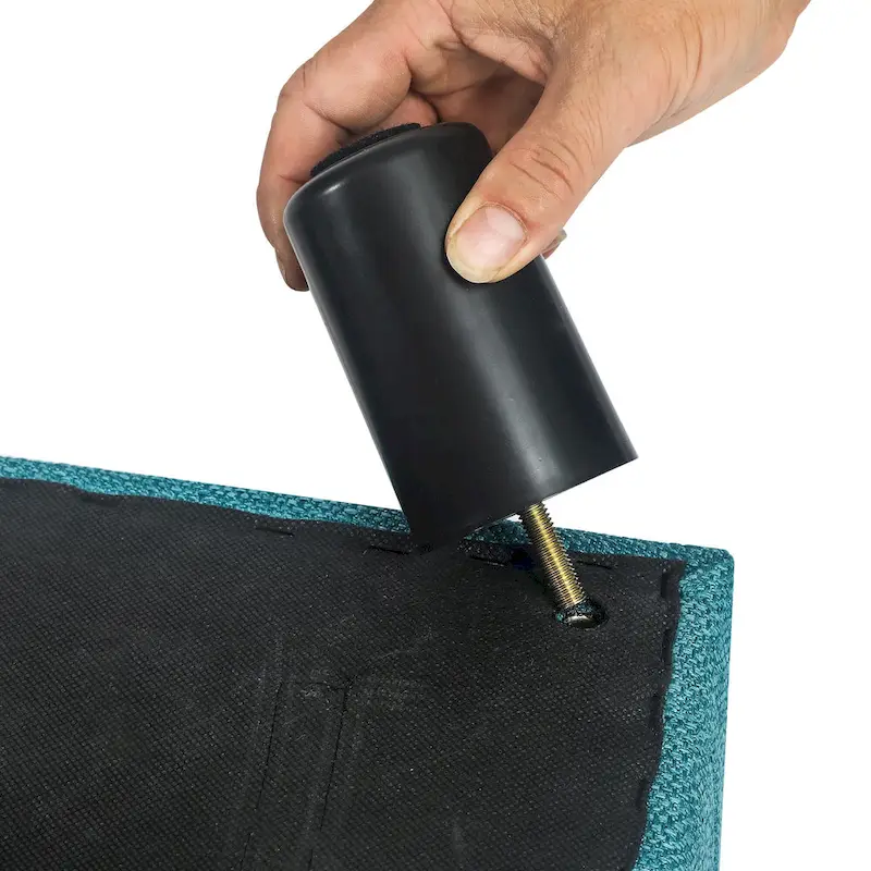 Adeco Button Tufted Linen Foot Stool Rectangular Small Ottoman