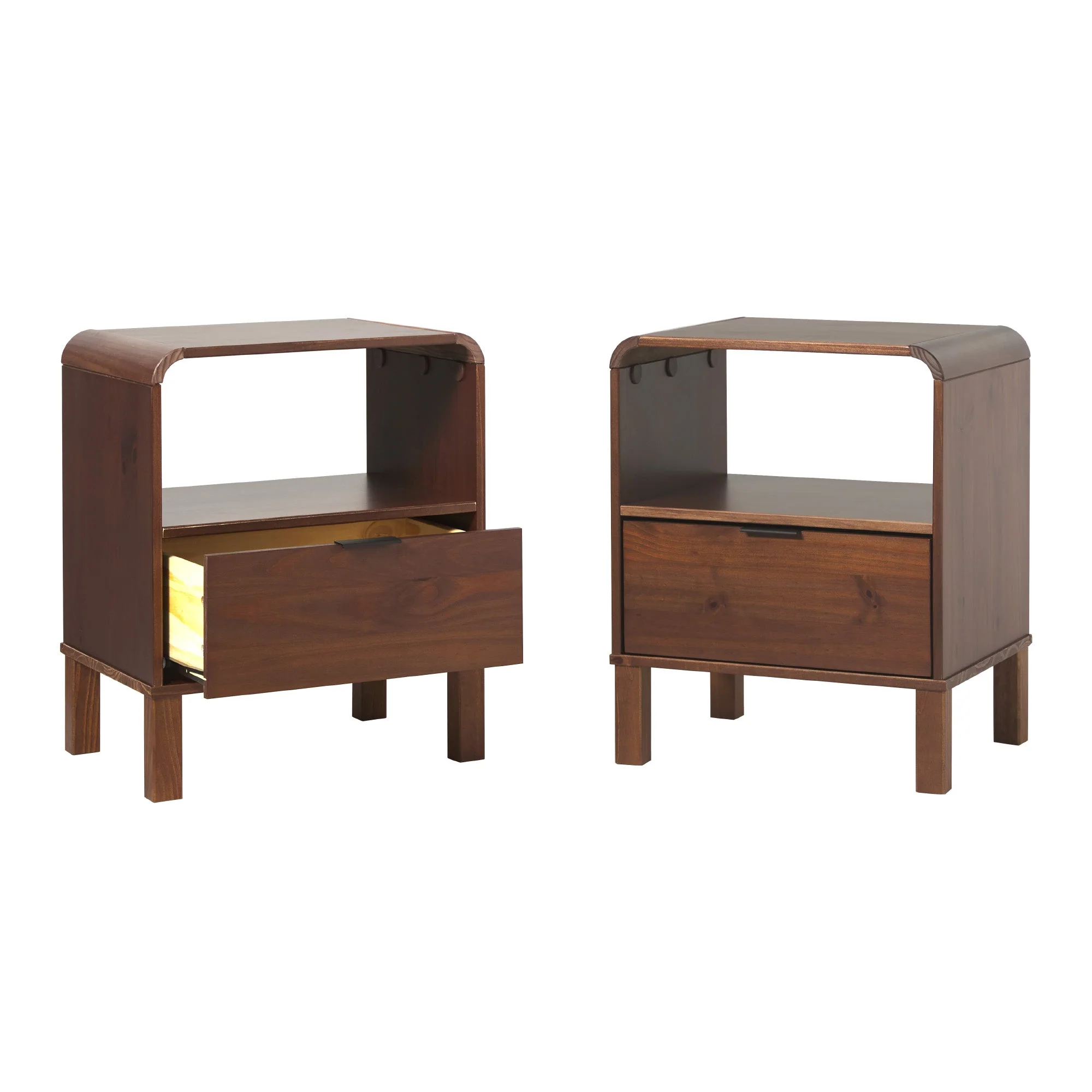 Elias Modern Curved-Frame Solid Wood Nightstand