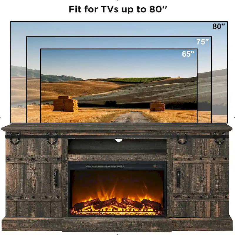 Farmhouse Fireplace TV Stand, Entertainment Center, Media Console
