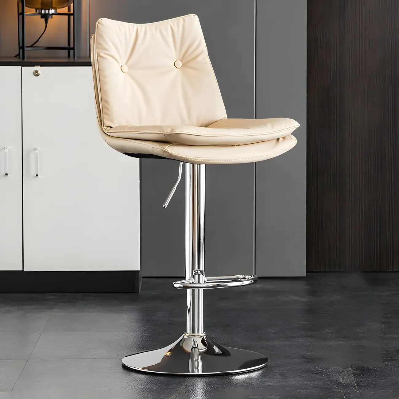 Modern Adjustable Leather Swivel Bar Stools