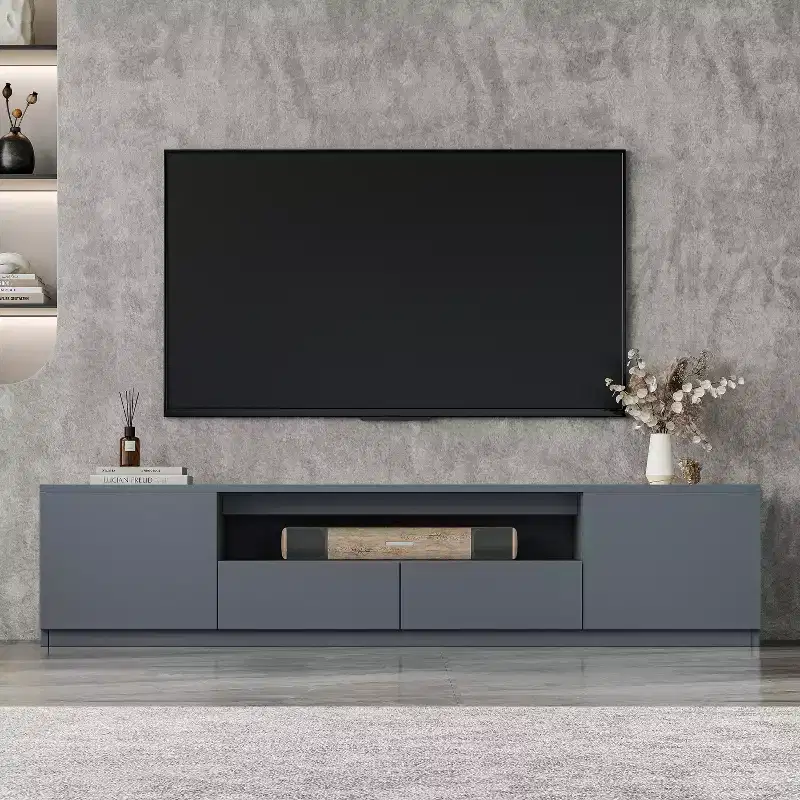 ATJafurn Modern TV Stand for 65/70/75/85 inch TV, Wooden Entertainment Center Media Console with Storage and Drawers for Living Room