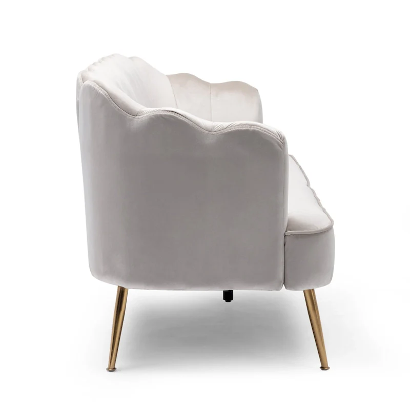 Reitz Glam Velvet Shell 3 Seater Sofa by Christopher Knight Home - 76.25 L x 29.25 W x 33.50 H