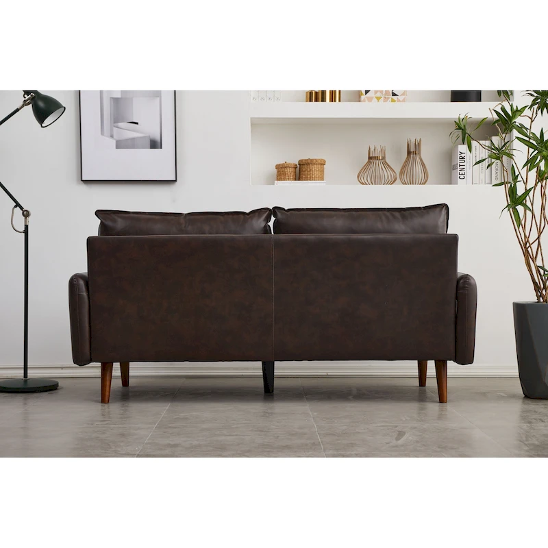 Faux leather 70 Square Arm Sofa