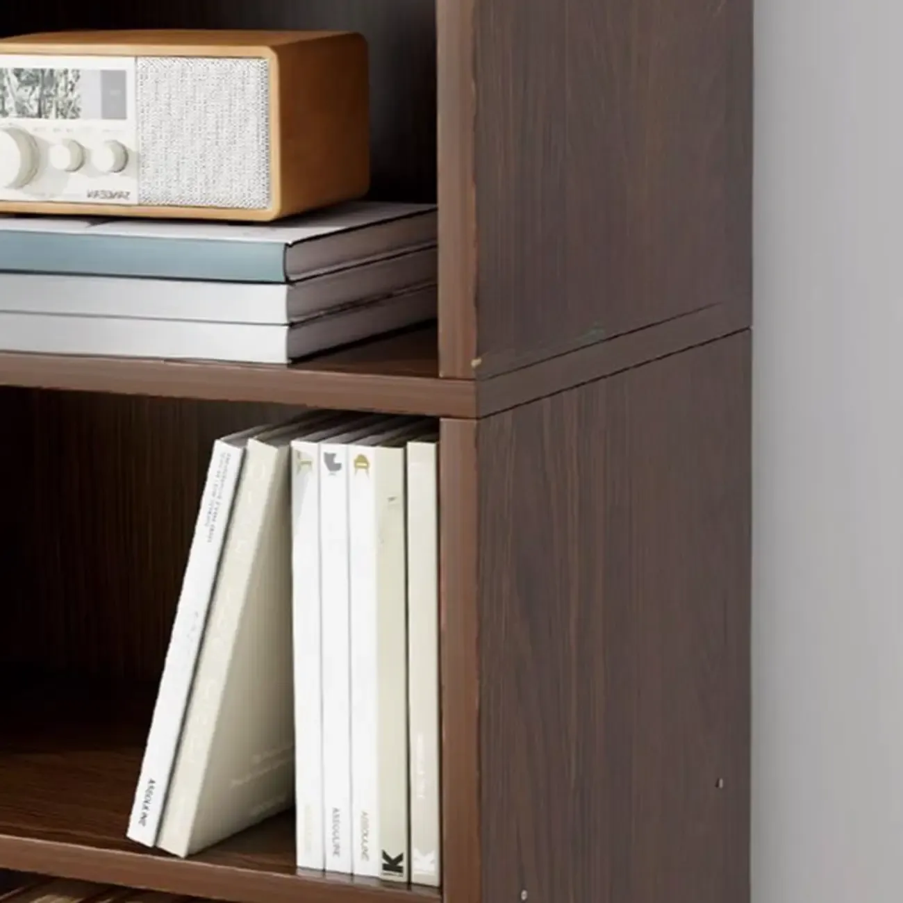 Modern Multi-Layer Brown Lumber Closed Back Bookcase
