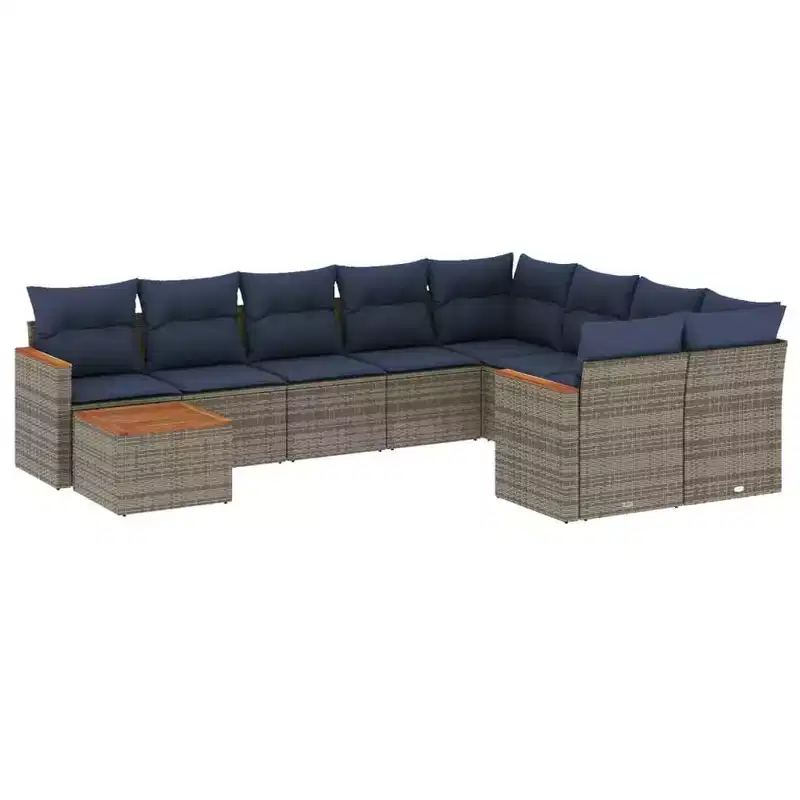 vidaXL 10 Piece Garden Sofa Set with Cushions Poly Rattan