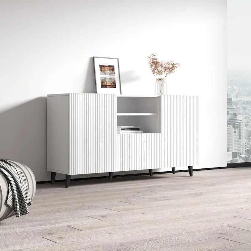 Matte Contemporary Sideboard - Modern Storage Cabinet for Living Room
