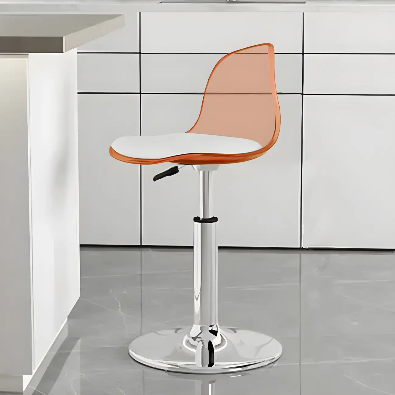 Modern Swivel Cushioned Acrylic Bar Stools with Backs