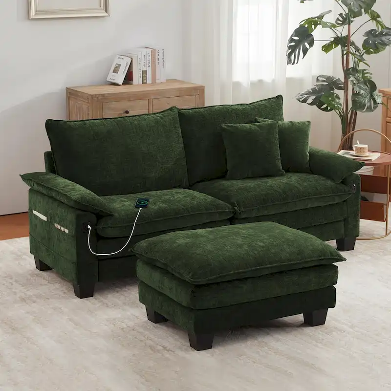 Modular Sectional Sofa with Ottoman and Deep Seat Sleeper
