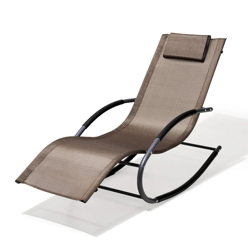Pellebant Chaise Patio Rocking Chair with Pillow