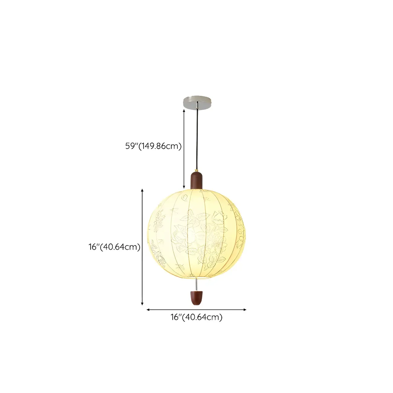 Elegant Flower Pattern Beige Fabric Geometric Chandelier