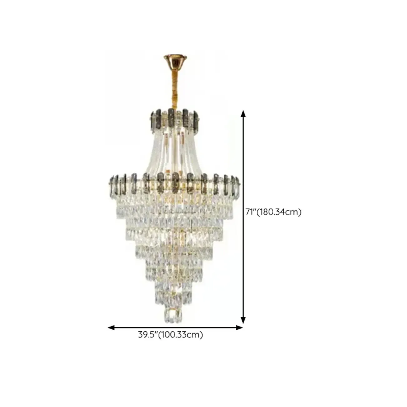 Luxury Long Cascading Crystal Gold Chandelier
